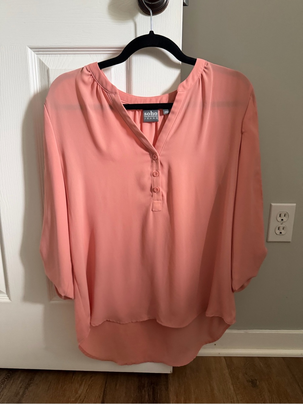 Soho Coral Pink Split-Neck Tunic